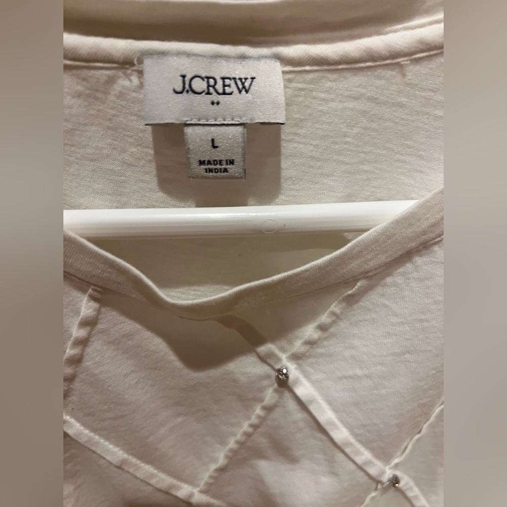 J.Crew women’s Cream Crewneck Shirt with Diamond Stitch Detail Women’s